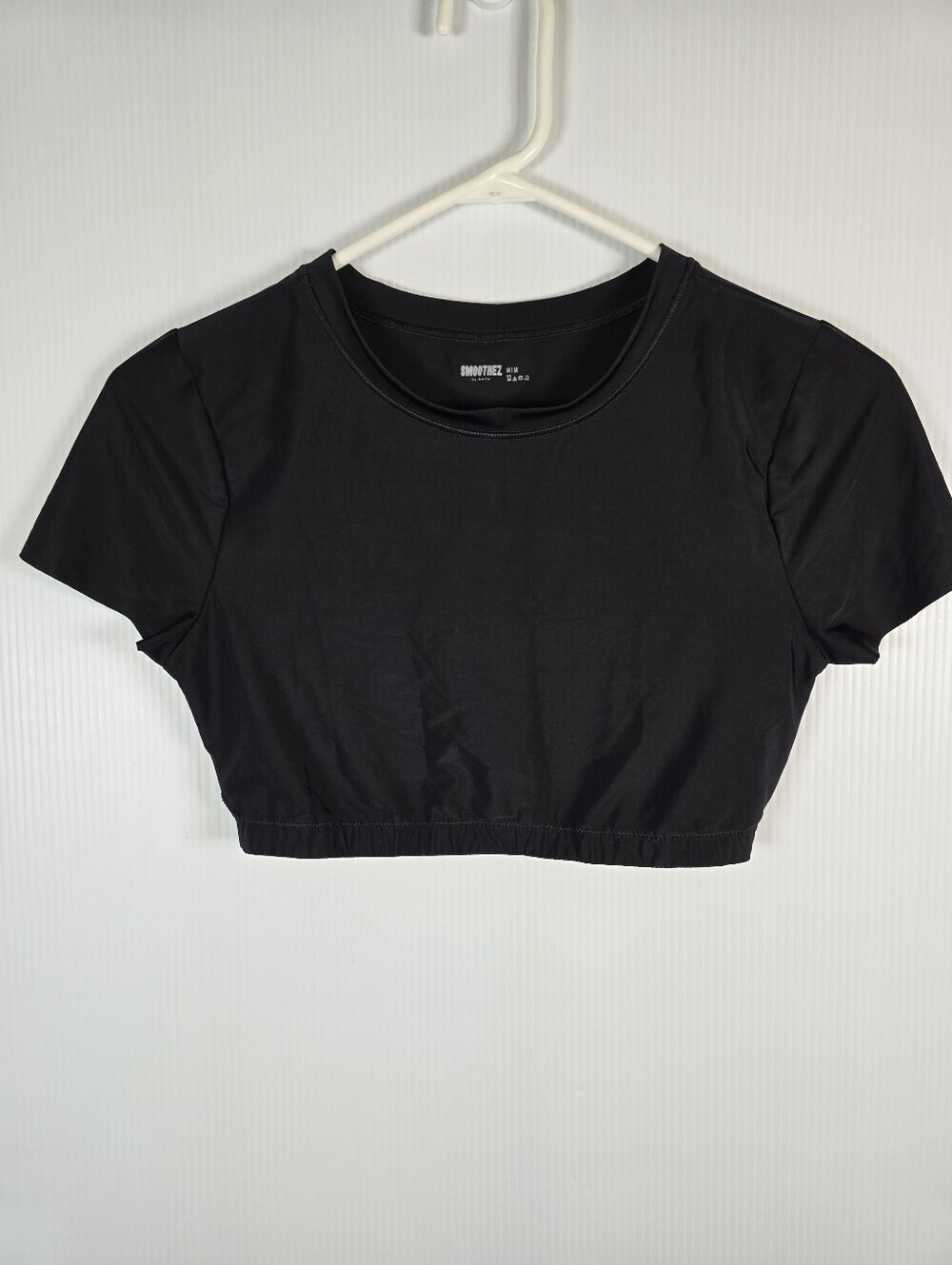 NWOT‎ Aerie Womens Black SMOOTHEZ Crop Top Bralette Short Sleeve Bodycon Size M - Picture 3 of 10